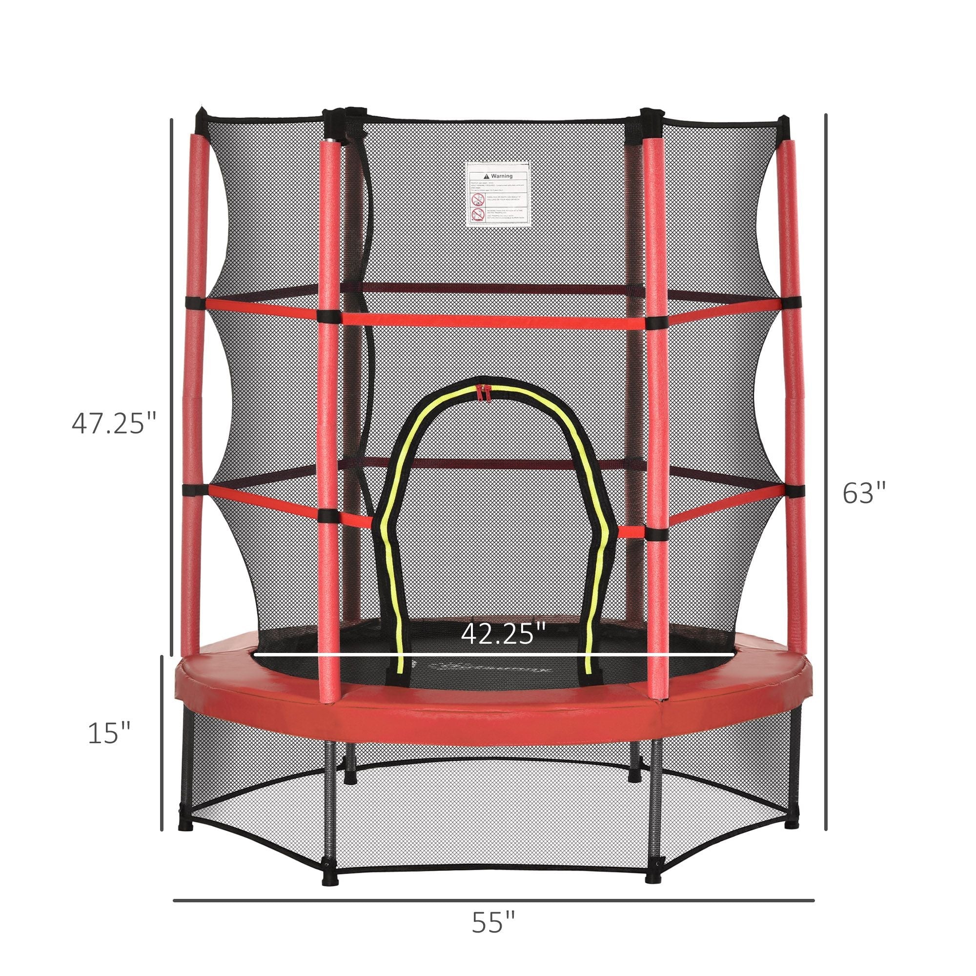 4.5FT Trampoline Jumping with Enclosure Net Springless Design and Safety Pad, Kids Trampoline for Ages 3 to 6