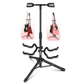 Guitar Stand Adjustable Double Guitars Stands Floor w Neck Holder Universal Supports for Acoustic Electric Classic Bass Instrument Folding Portable Black - GSH 2N1