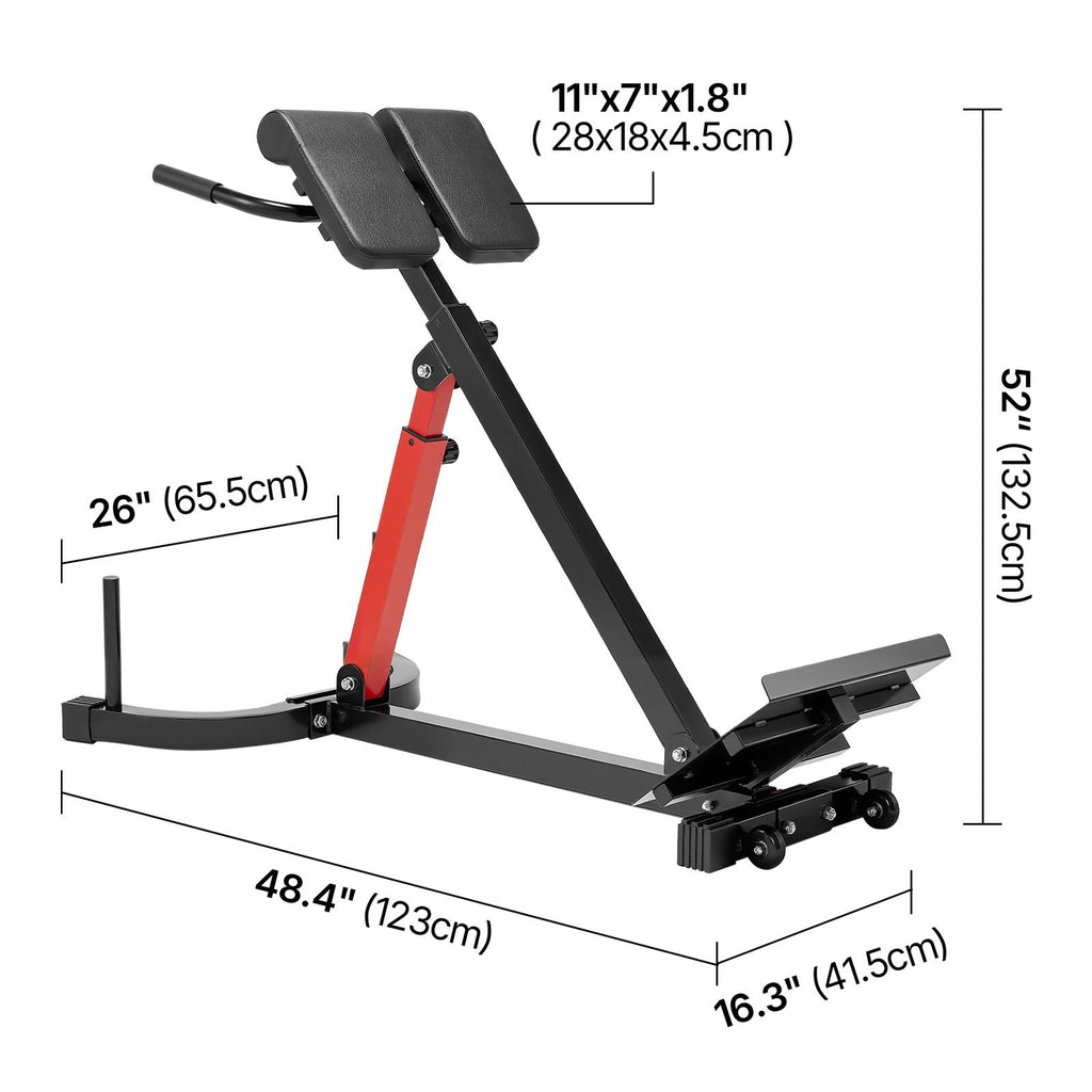 Roman Chair Hyperextension Bench, 350 lbs Adjustable Extension Machine, Multi-Function Exercise Equipment for Glute, Hamstring, Lower Back, and Ab Workout, Fitness Weight Bench for Home Gym