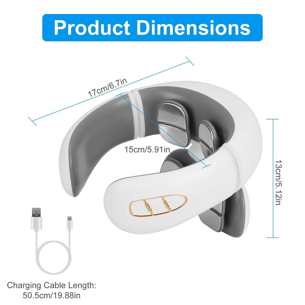 Electric Cervical Neck Massager with Hot Compress, 6 Modes 20 Levels Cordless Neck Pain Relief8-Head Electric Neck Massager with Heat, Cordless Portable Neck Massage Device with Auto Off