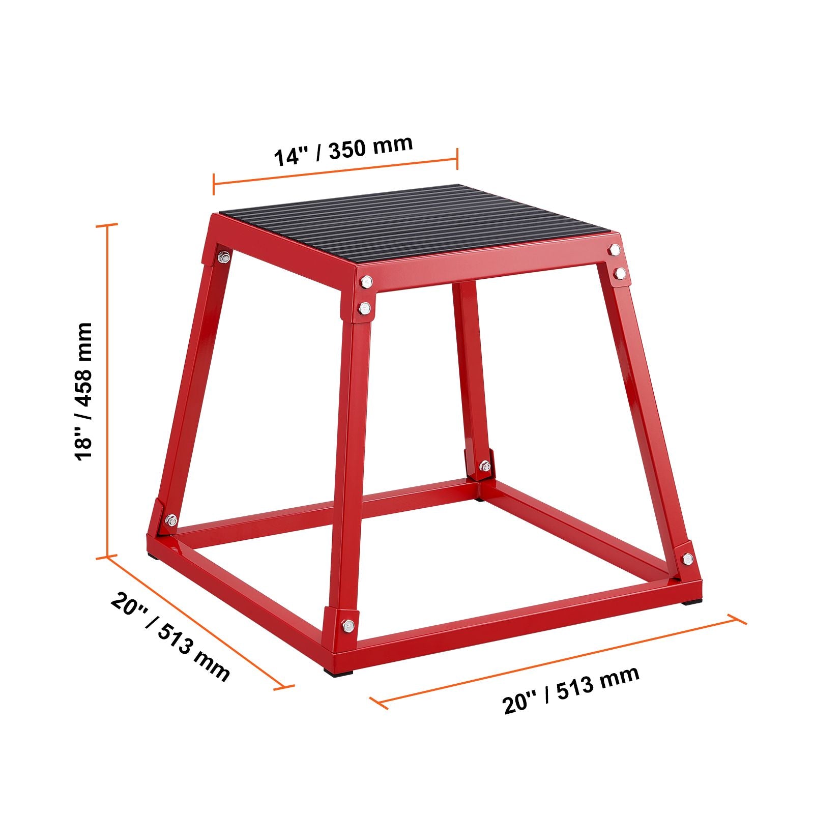 Plyometric Jump Box, 18 Inch Plyo Box, Steel Plyometric Platform and Jumping Agility Box, Anti-Slip Fitness Exercise Step Up Box for Home Gym Training, Conditioning Strength Training, Red