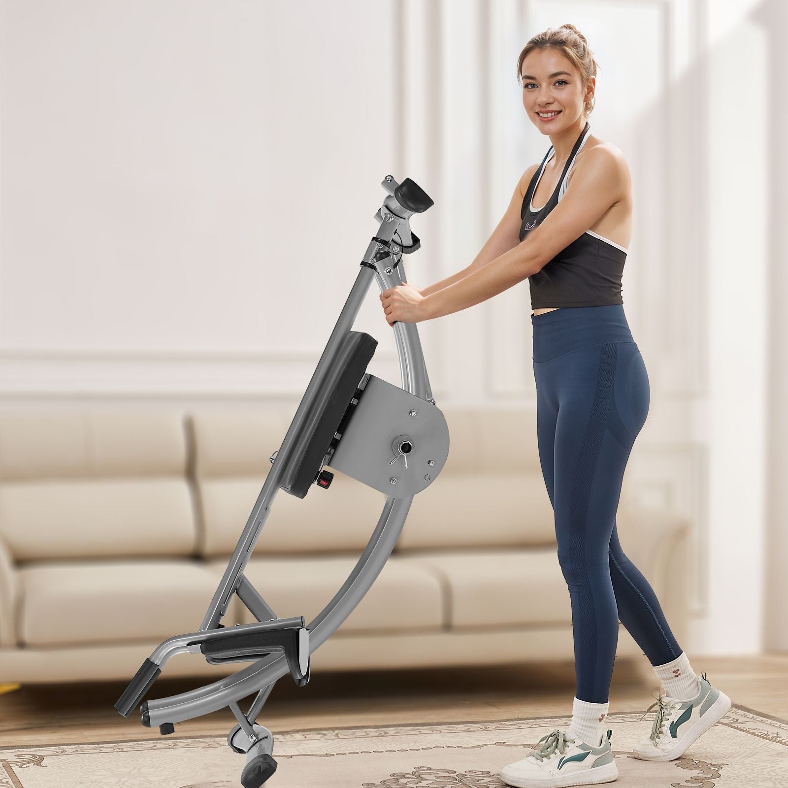 AB Workout Machine, Ab Workout Equipment at Home Gym, Core & Abdominal Trainers for Women, 440 lbs Weight Capacity Strength Training Ab Cruncher, Foldable Adjustable Fitness Exerciser
