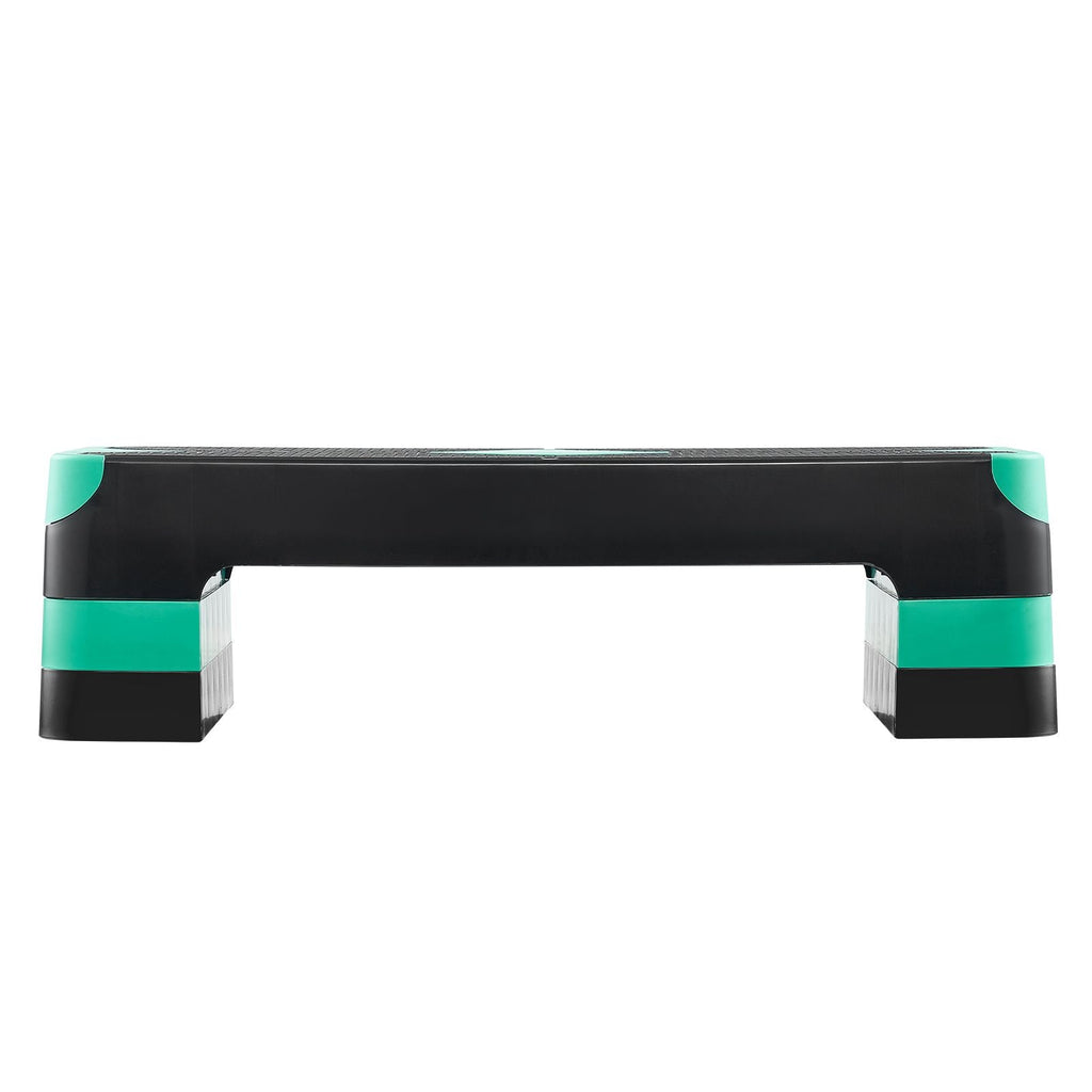 Aerobic Exercise Step Platform, 28-Inch Workout Aerobic Stepper, Height Adjustable Fitness Training Step Deck Trainer with 4 Risers, Non-Slip Surface Bench for Home Gym Cardio Strength, Green