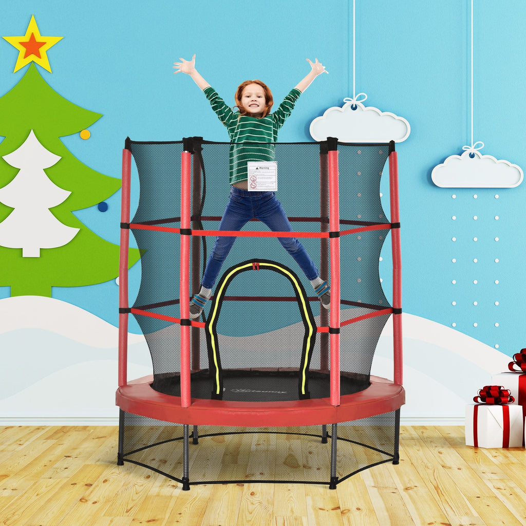 4.5FT Trampoline Jumping with Enclosure Net Springless Design and Safety Pad, Kids Trampoline for Ages 3 to 6