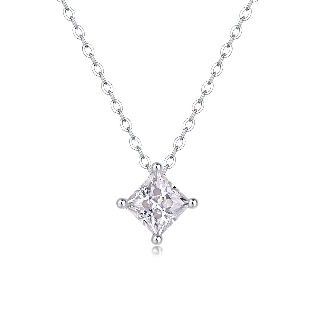 Stay together - set with square moissanite S925 sterling silver and platinum-plated necklace pendant Fashion trendy diamond jewellery