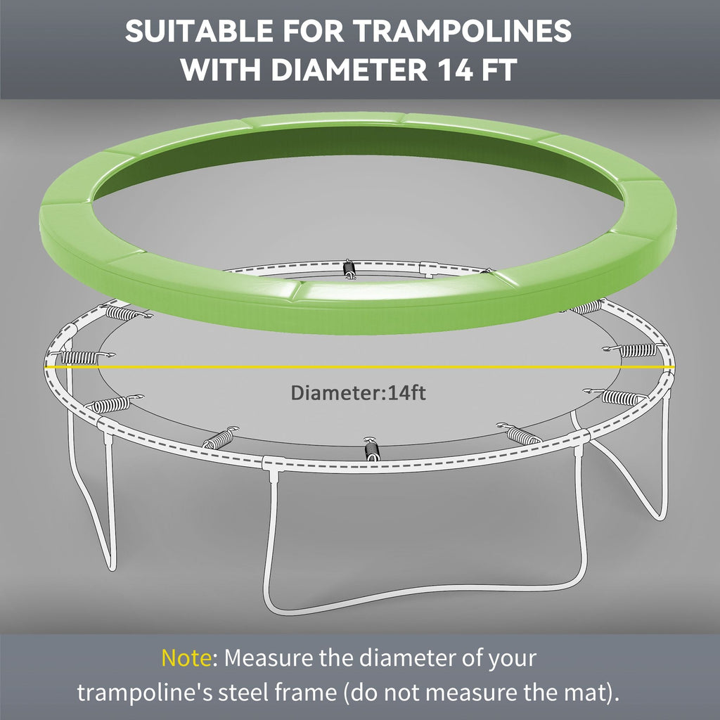 14FT Trampoline Spring Cover, Safety Trampoline Pad Replacement, Waterproof and Tear Resistant, All Weather Trampoline Accessories, Green