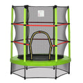 4.5FT Green Kids Trampoline with Safety Enclosure Net, Springless Design, for Ages 3 to 6