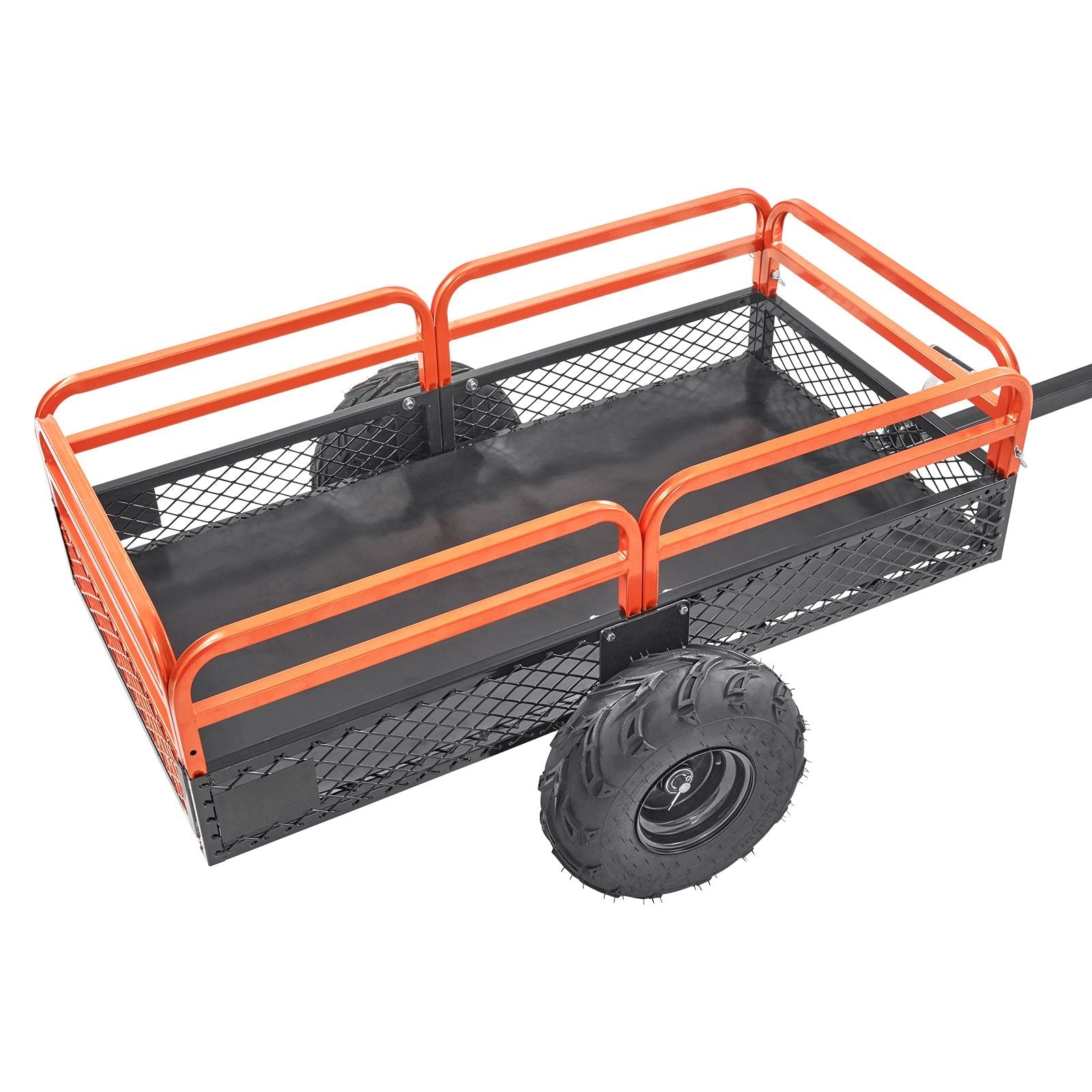 Heavy Duty Steel ATV Dump Trailer, 1500-Pound Load Capacity 15 Cubic Feet, Tow Behind Dump Cart Garden Trailer, with Removable Sides and 2 Tires, for Mowers, Tractors, ATV, UTV