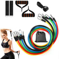 11Pcs Resistance Bands Set Fitness Workout Tubes Exercise Tube Bands Up to 100lbs w/ Door Anchor Handles Ankle Straps for Physical Training Yoga Pilates