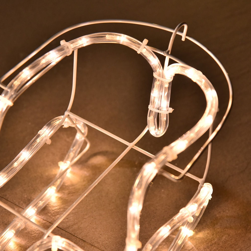 Outsunny LED Christmas Reindeer and Sleigh Decoration 35 Warm White Lights Steel Frame for Yard Indoor Outdoor