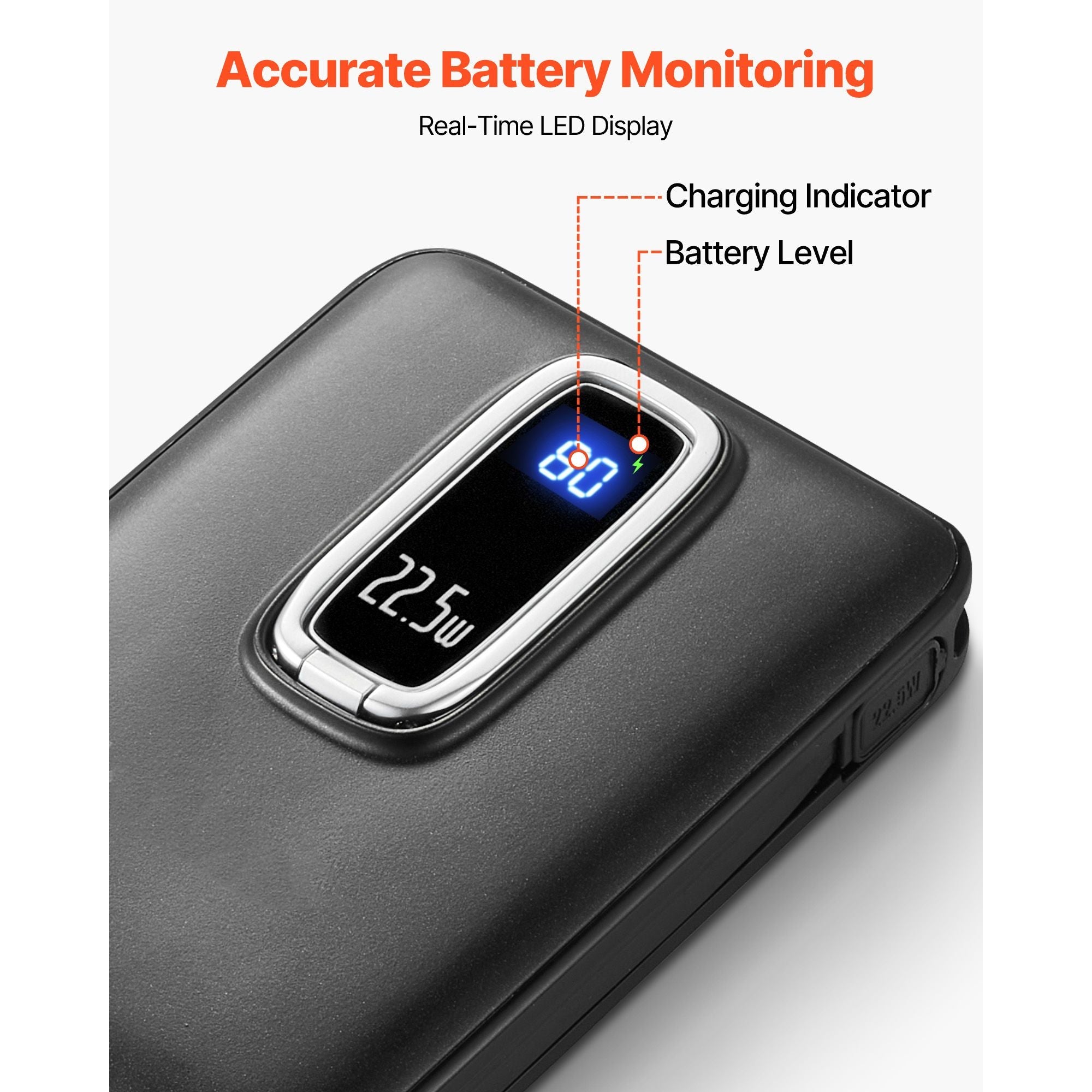 Magnetic Power Bank, 10000 mAh Battery Pack, Wireless MagSafe-Compatible Portable Charger, with Smart LED Display, Foldable Stand, Fast Charging for iPhone16/15/14/13/12 Series, Samsung, Huawei
