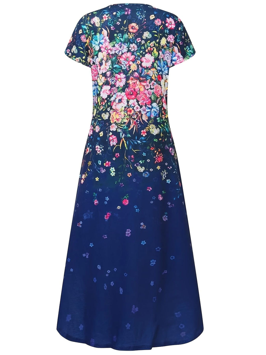 Floral Print Pocket Dress; Casual Short Sleeve Crew Neck Dress; Women's Clothing