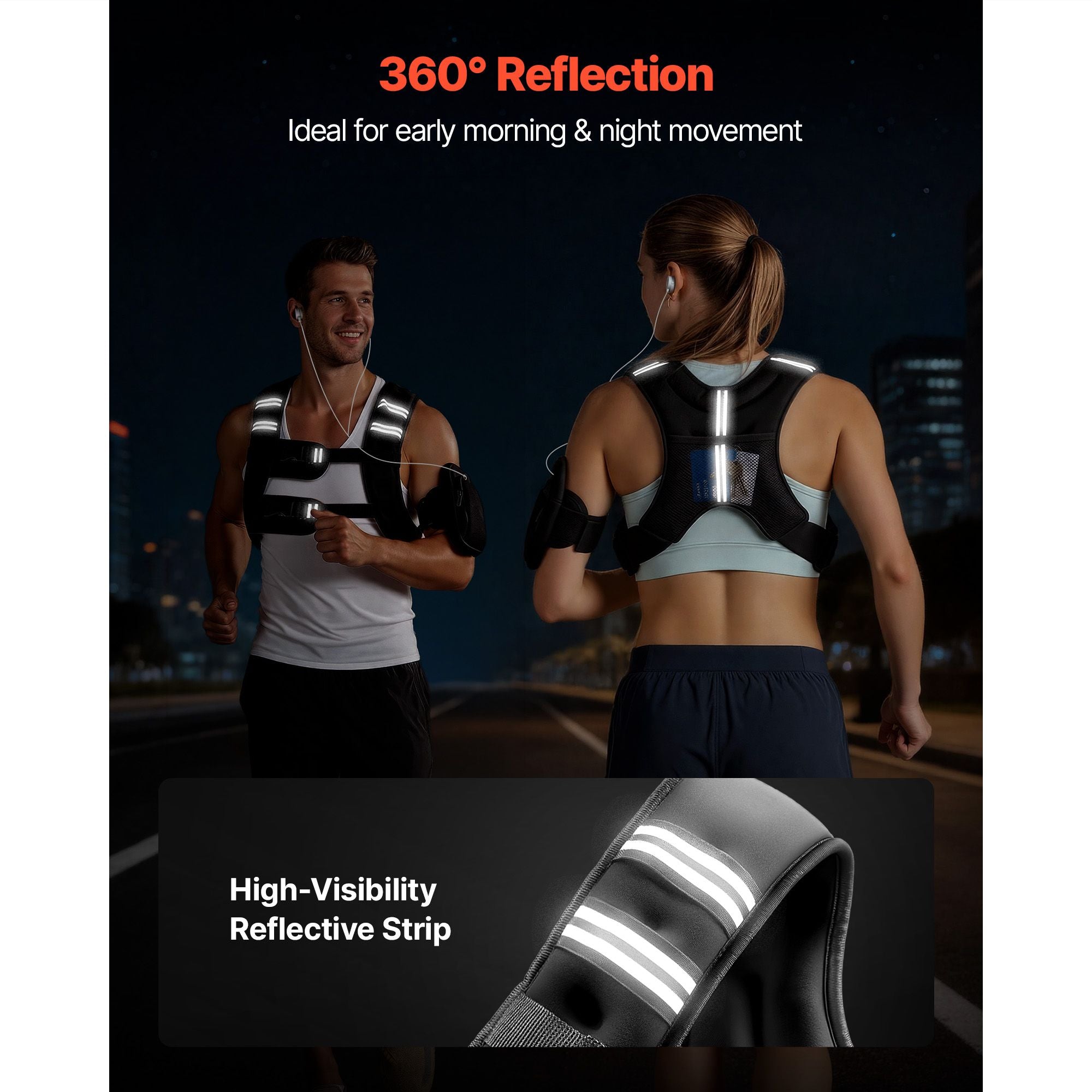 Weighted Vest, 25 lbs Body Weight Vest for Men Women, with Reflective Stripe, Adjustable Buckle, Workout Equipment for Strength Training, Running, Jogging, Fitness, Muscle Building, Weight Loss