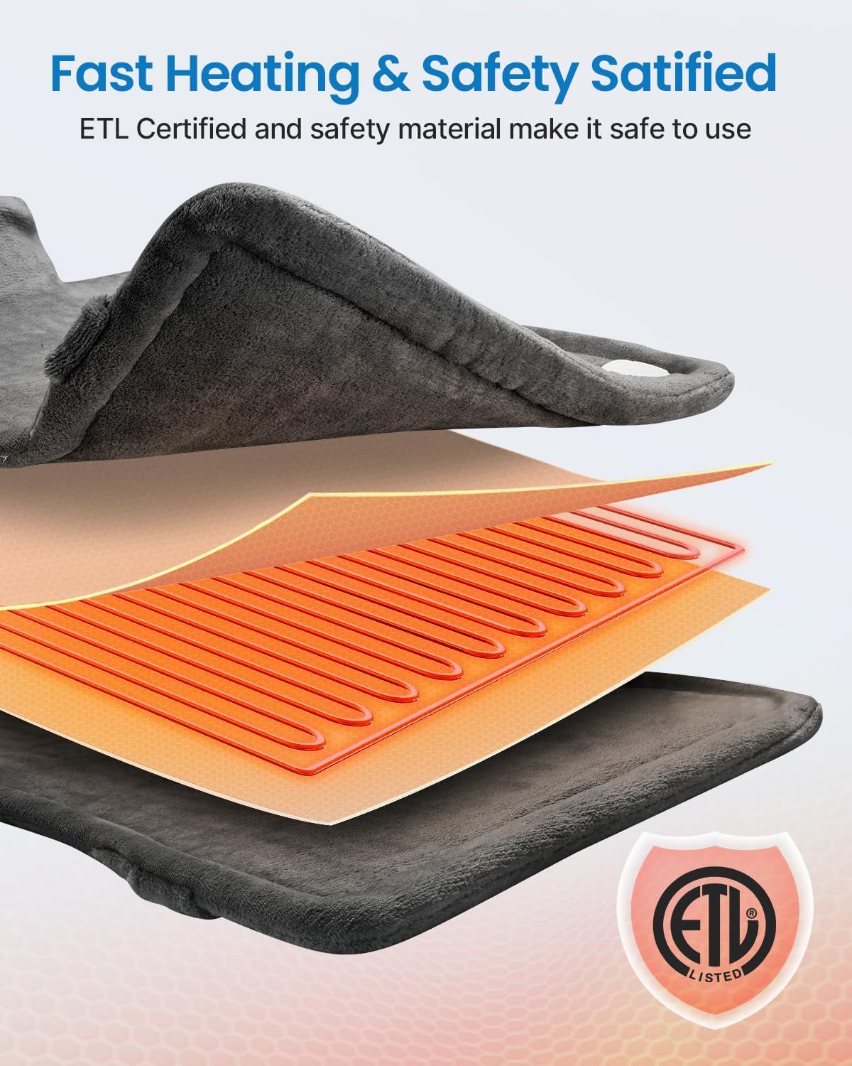 King Size Heating Pad for Back, Mothers Day Gifts for Mom Wife & Birthday Gifts for Men, FSA Eligible, 24"x37" XL Large Weighted Electric Heat Pad for Neck and Shoulders, ETL Certified, Gray