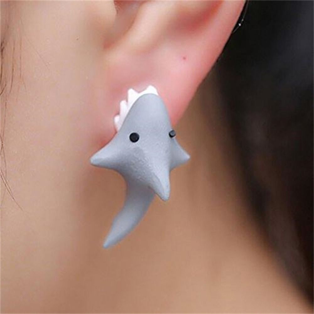 "Charming" 14-Piece Cute Animal Earrings Set - Dinosaur, Puppy & Whale Designs - Fun Clay Bite Jewelry Gift Piece Funny Gifts and Accessories