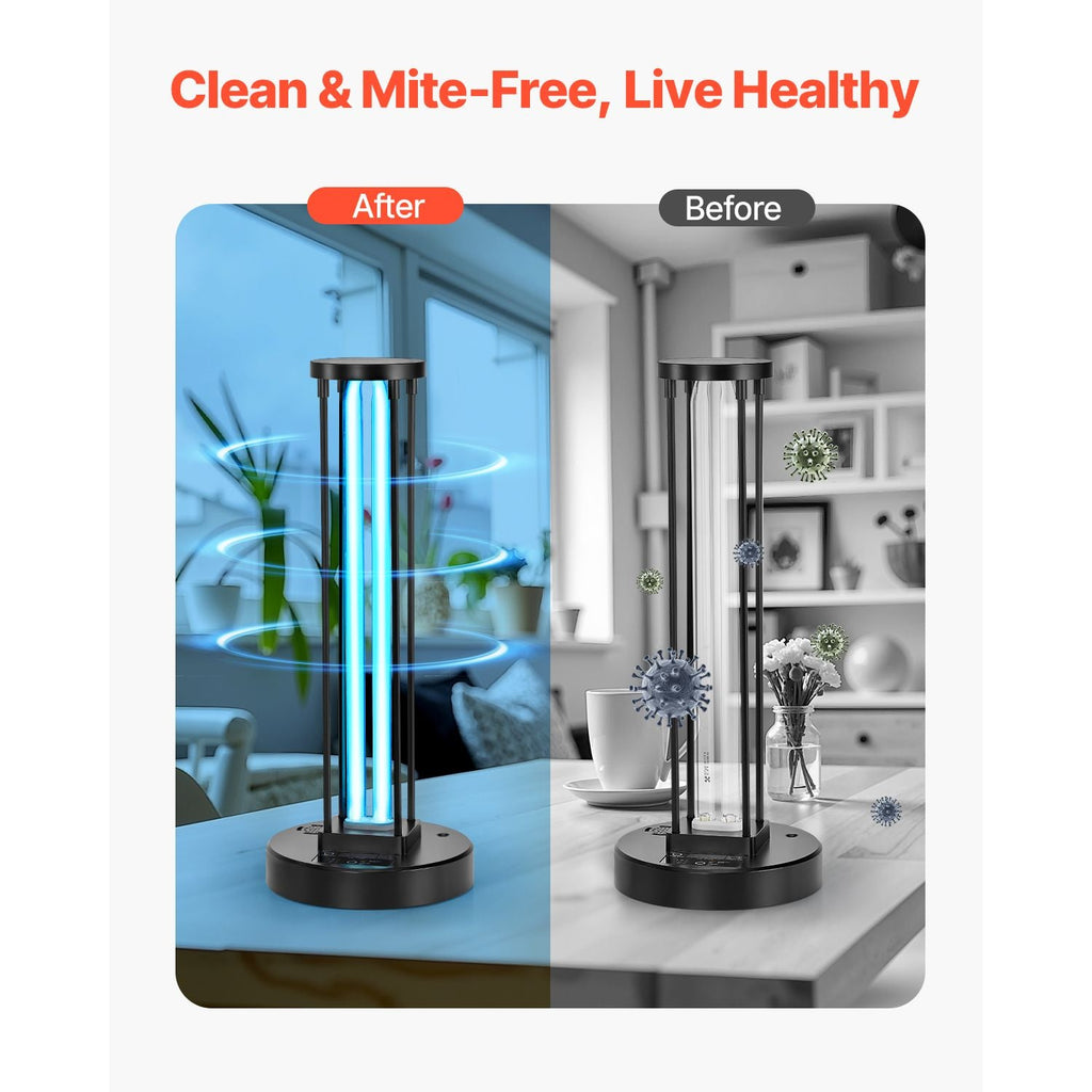 UV Light, 36W Ultraviolet Lamp with Ozone Purifier, UVC Lamp with 30/60/120 Minutes 3-Gear Timer and Remote Control, for Room up to 400 sqft, UVO Lights for Living Room, Bedroom, Hotel, School