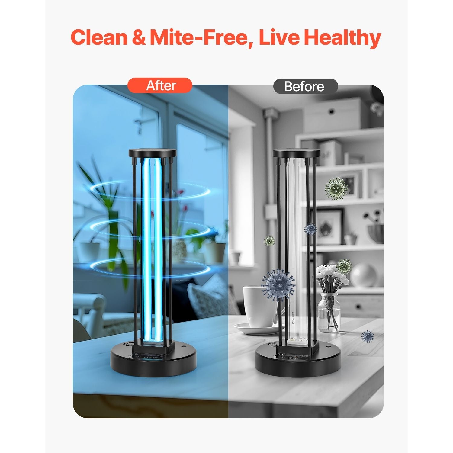 UV Light, 36W Ultraviolet Lamp with Ozone Purifier, UVC Lamp with 30/60/120 Minutes 3-Gear Timer and Remote Control, for Room up to 400 sqft, UVO Lights for Living Room, Bedroom, Hotel, School
