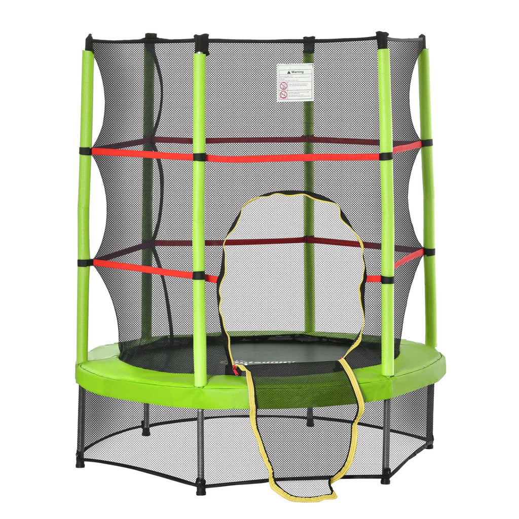 4.5FT Green Kids Trampoline with Safety Enclosure Net, Springless Design, for Ages 3 to 6