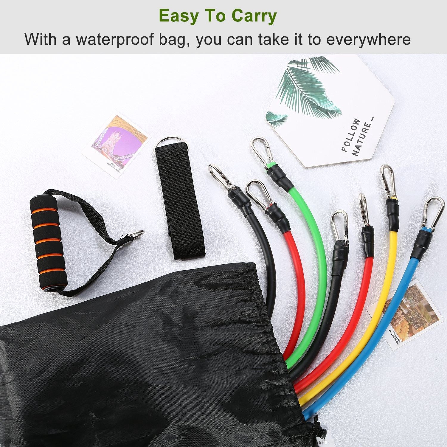 11Pcs Resistance Bands Set Fitness Workout Tubes Exercise Tube Bands Up to 100lbs w/ Door Anchor Handles Ankle Straps for Physical Training Yoga Pilates