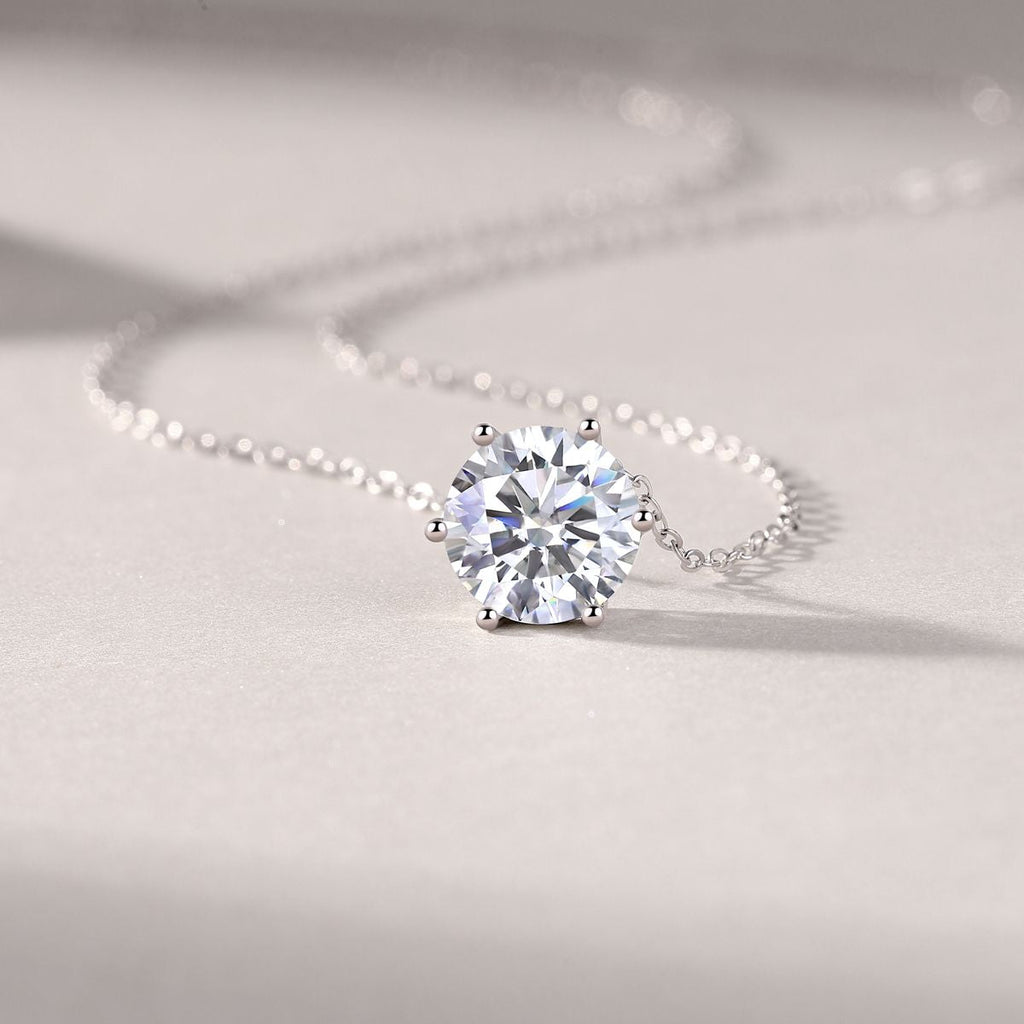Afternoon Rose - Set with Moissanite 1 Carat 2 Carat 3 Carat S925 Sterling Silver and Platinum Plated Necklace Pendant Fashion Trend Diamond Jewelry
