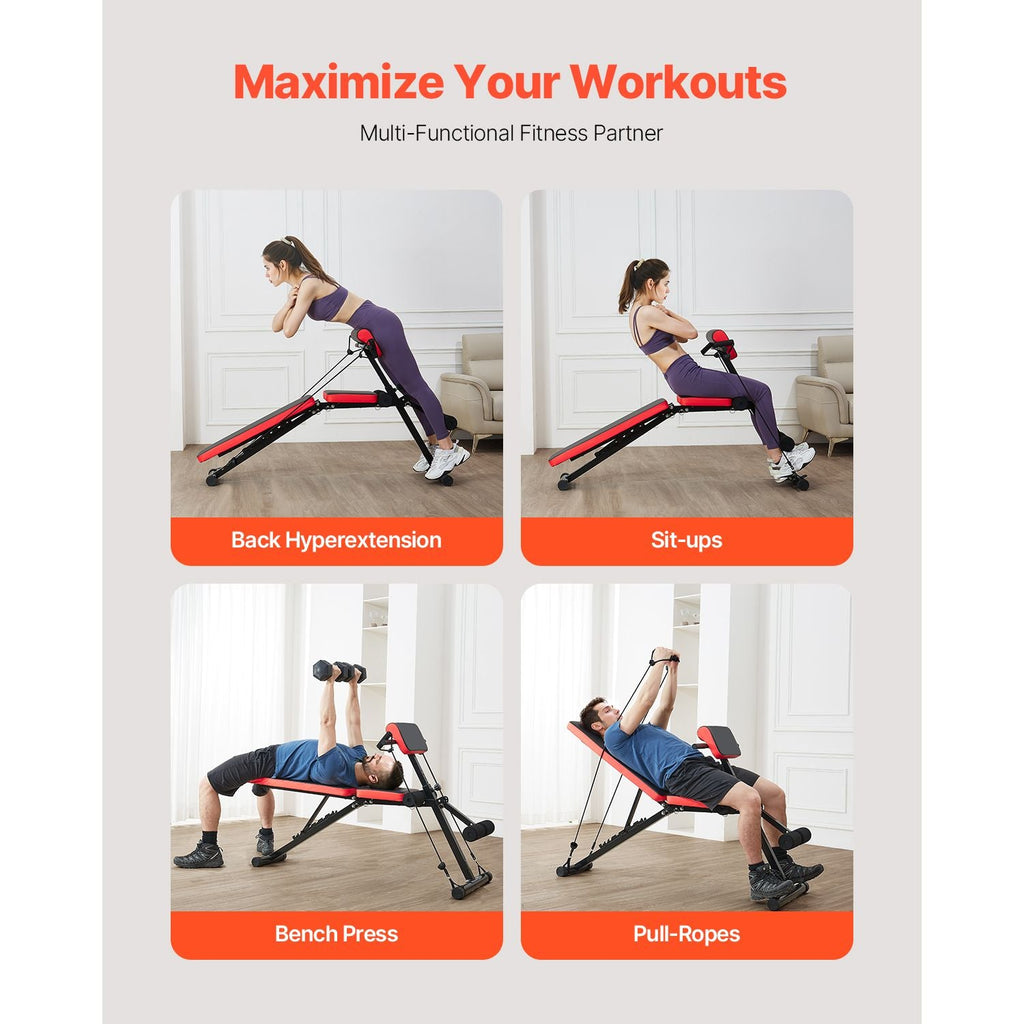 Multi-Functional Weight Bench for Full Body Workout, Roman Chair Hyperextension Bench, 770 lbs Adjustable & Foldable Equipment for Back Arm Core Ab Workout, Sit Up Exercise Machine for Home Gym