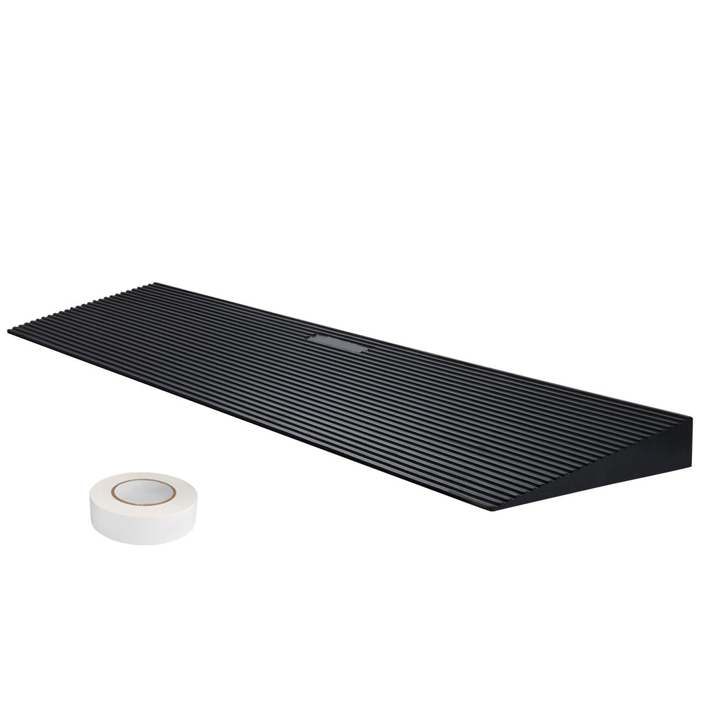1.2" Rise Cuttable Threshold Ramp for Sweeping Robot, 35.4" Wide Natural Rubber Wheelchair Ramp, Non-Slip Solid Rubber Ramp with Double-Sided Tape for Doorways, Driveways, Bathroom, Smooth Tile