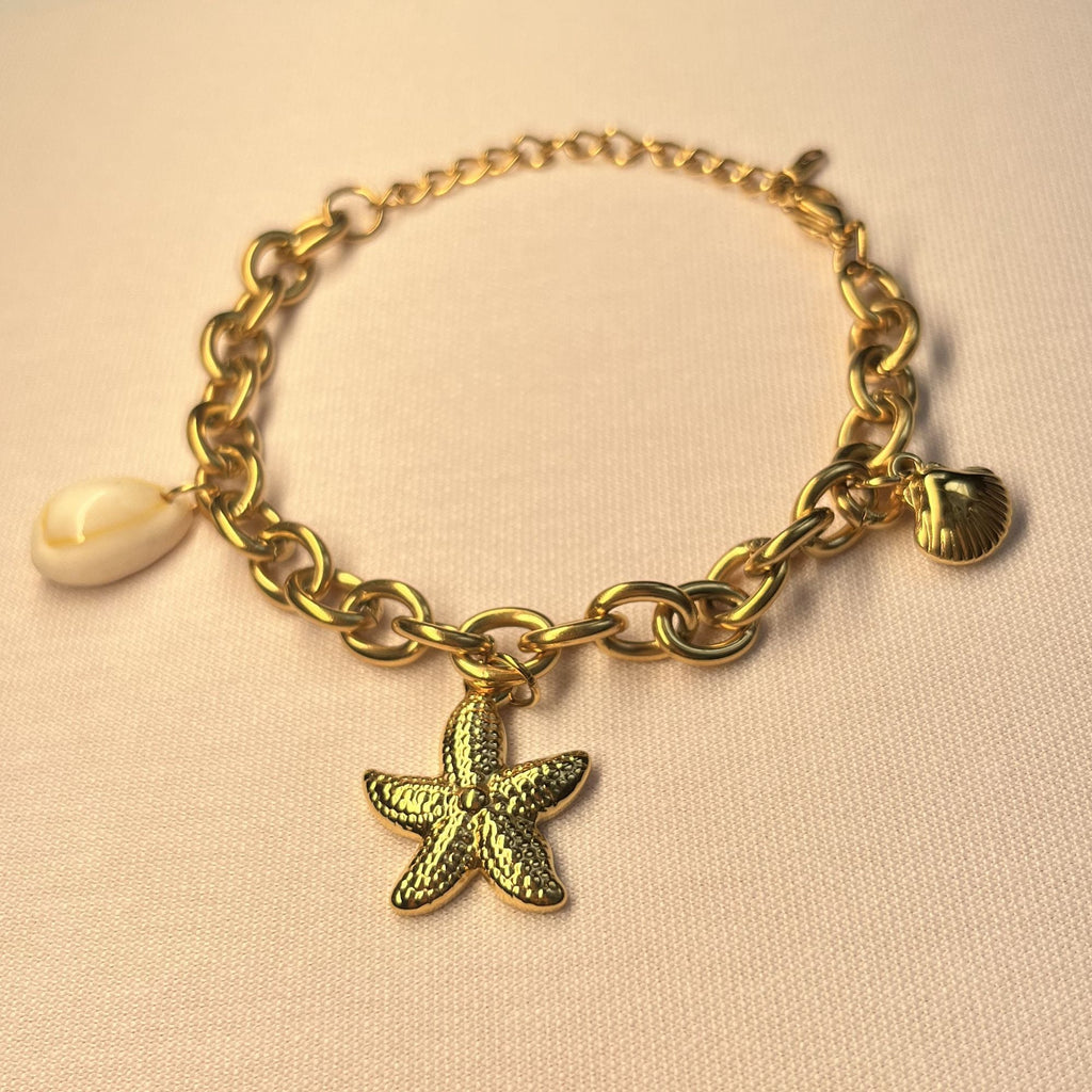 18K Gold-Plated Sea Charm Bracelet – Stainless Steel Coastal Jewelry Collection