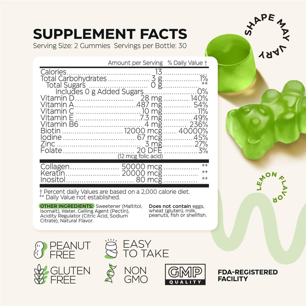 Biotin and Collagen Peptide Gummies for Hair Growth Skin and Nails 12000 Mcg Biotin Chewables with Keratin Max Strength Beauty Gummies for Women and Men Sugar Free Non GMO Gummy Supplement
