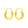14k Yellow Gold Polished Oval Hoop Earrings