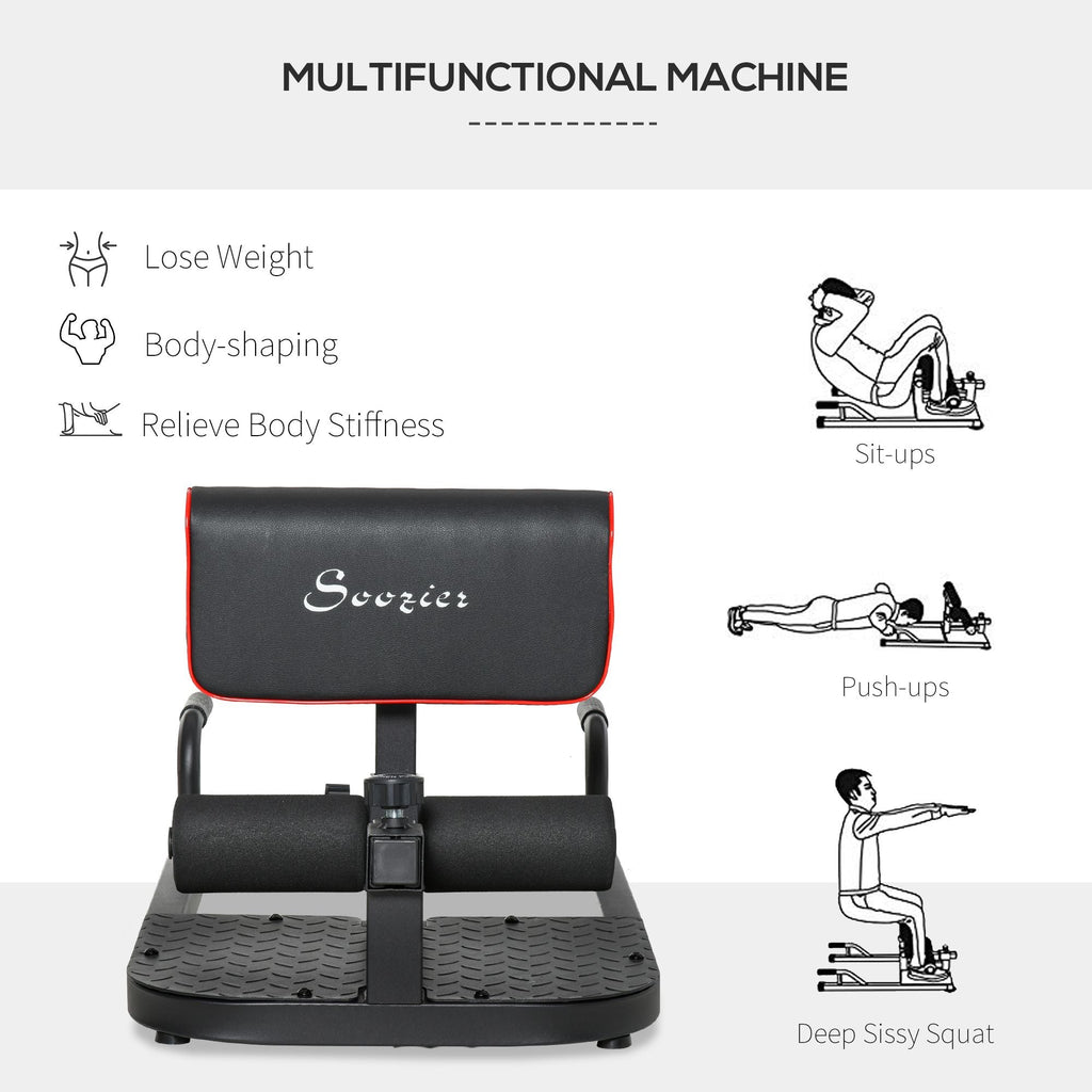 3 in 1 Padded Push Up Sit Up Squat Machine, Home Gym Fitness Equipment, Black
