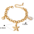 18K Gold-Plated Sea Charm Bracelet – Stainless Steel Coastal Jewelry Collection