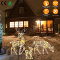 3 Sets of Reindeer Family Lighted 2D Christmas Deer Decoration Warm Yellow Light 3 Lighting Modes Buck Doe Fawn Indoor Outdoor Christmas Decoration