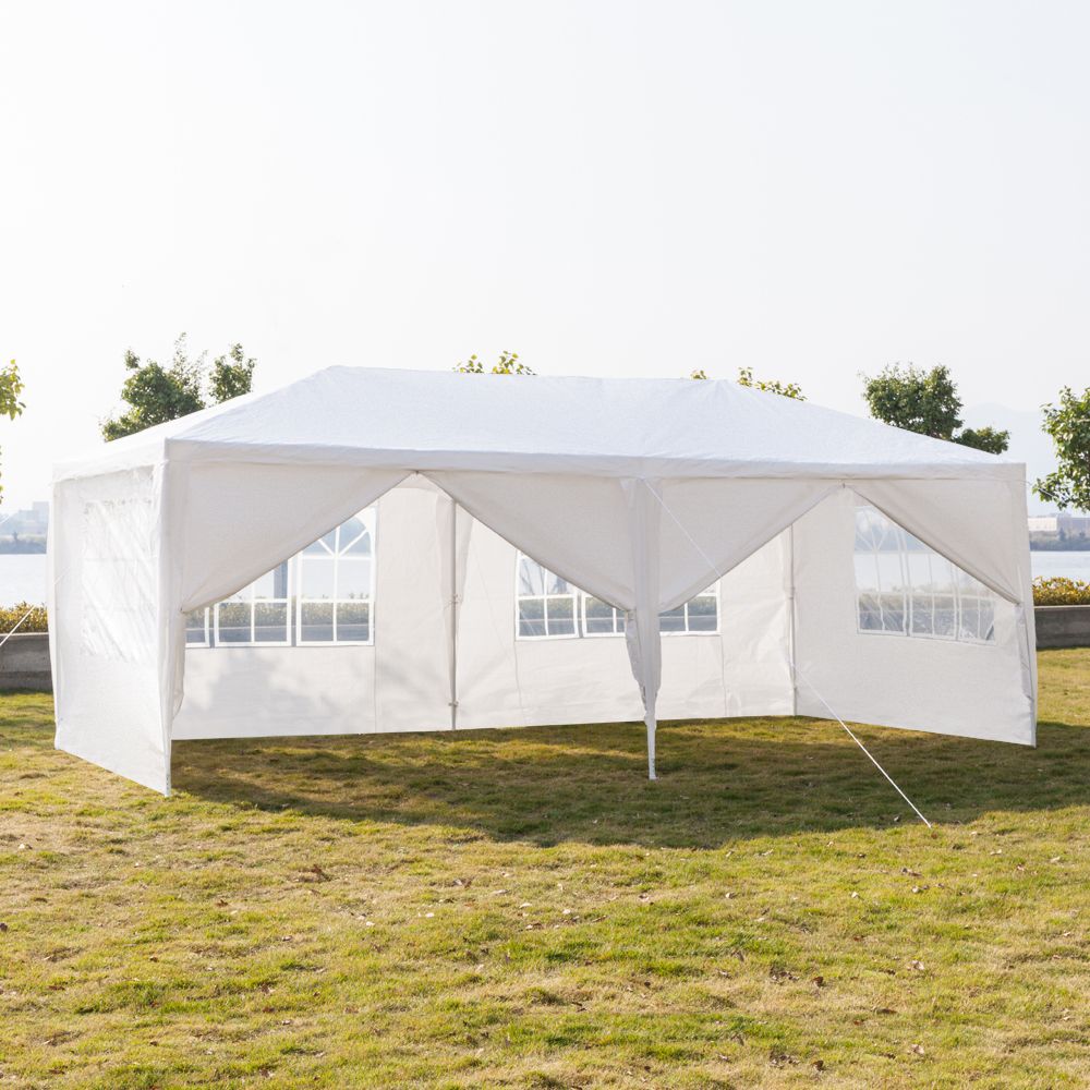 10'x20' Outdoor Party Tent with 6 Removable Sidewalls, Waterproof Canopy Patio Wedding Gazebo, White