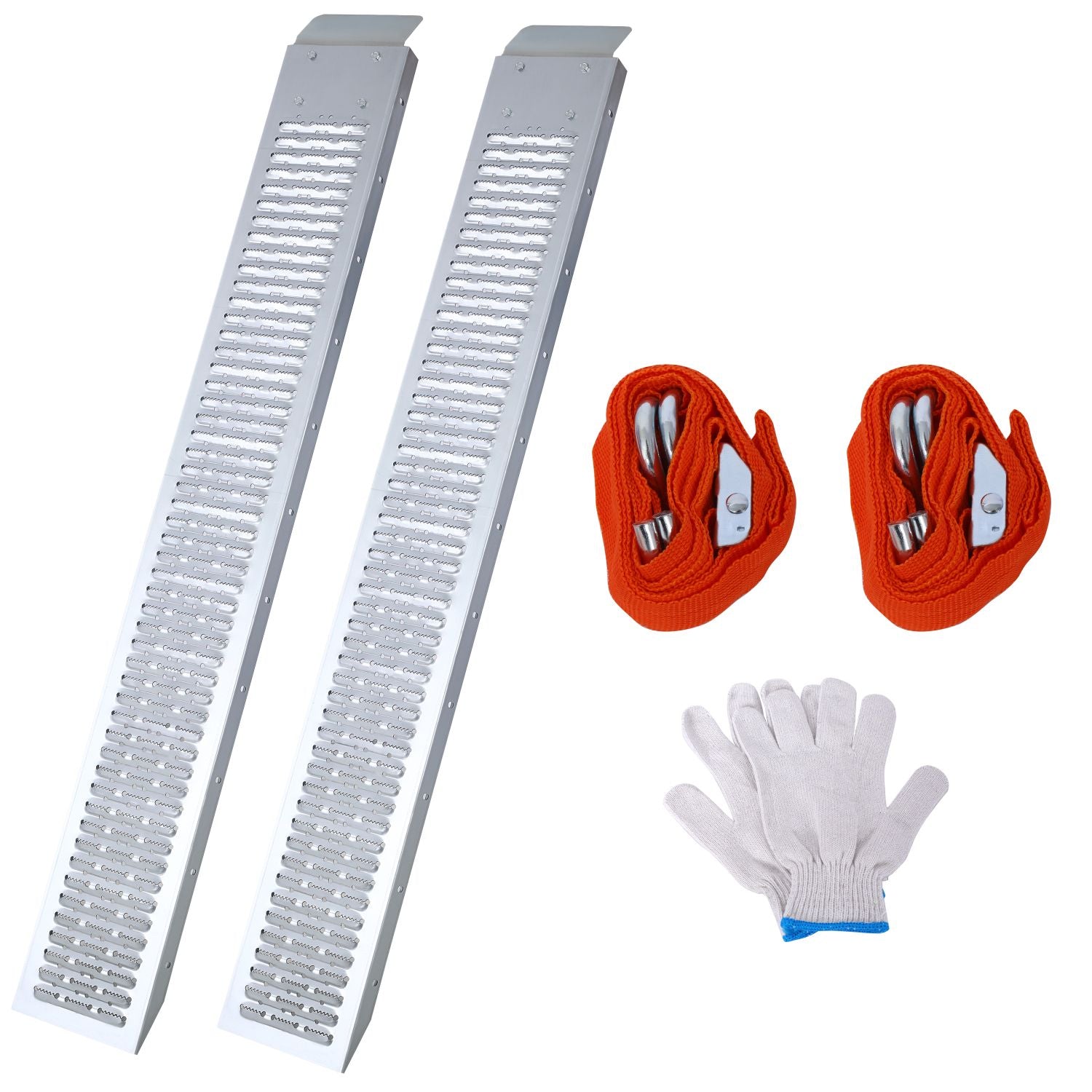 66" L Loading Ramps, 960lbs Capacity Loading Ramps for Pickup Trucks, Steel Motorcycle Ramp, Dirt Bike Ramp for Truck, Lawn Mower, Snowblower, ATV, Quad, Pack of 2 ,with 2pcs tie straps,1pair gloves