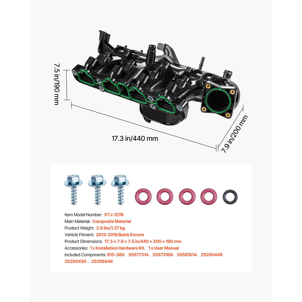 Intake Manifold, with Gasket, Engine Intake Manifold Assembly Compatible with 2013-2019 Buick Encore, Replacement Replace 615-380, 55577314, 55573168, 55581014, 25200449, 25200450, 25299449