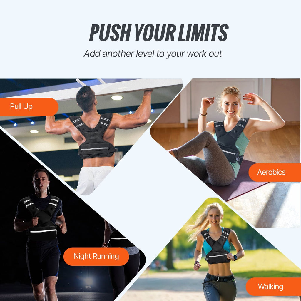 Adjustable Weighted Vest, 20-32lb Weight Vest with 6 Ironsand Weights and Reflective Stripe, Body Weight Vest Exercise Set for Men Women, Workout Equipment for Strength Training Running Jogging