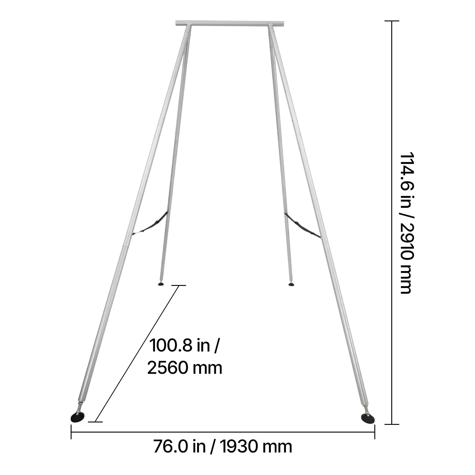 Yoga Stand Frame, 9.6 ft Length Swing Stand, Max 551.2 lbs Load Triangular Structure Aerial Rig, Aerial Silk Stands for Yoga Enthusiasts, Non-Slip Base, Lightweight, Detachable Design