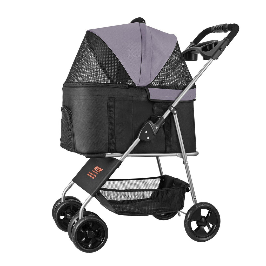 Pet Stroller -  35 lbs Weight Capacity, Foldable Dog Stroller Cart, 4 Wheels Cats Pram with Detachable Carrier & Mesh Windows, Portable Animal Carrier with Brake for Small to Medium Pets