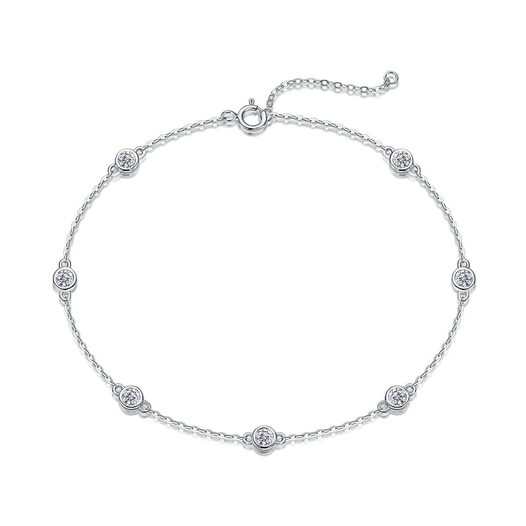 Dynamic Bubble - A fashionable jewelry bracelet and bangle set with Moissanite S925 sterling silver and Platinum-plated diamond