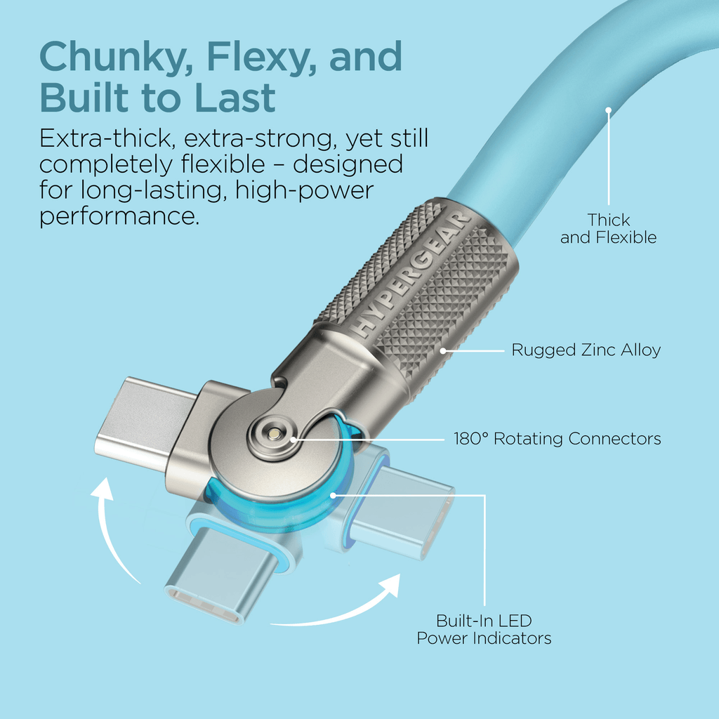 HyperGear Chunky180° 100W USB-C to USB-C Rugged Fast Charge Cable 6ft