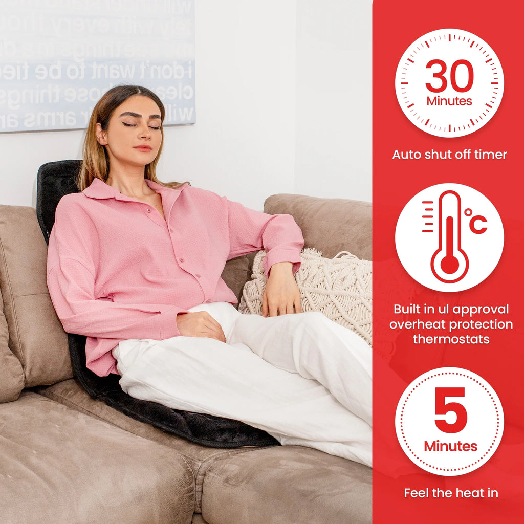 10 Motors Massage Seat Cushion with 3 Level Heating Pad, Vibration Back Massager Chair Pad for Home Office