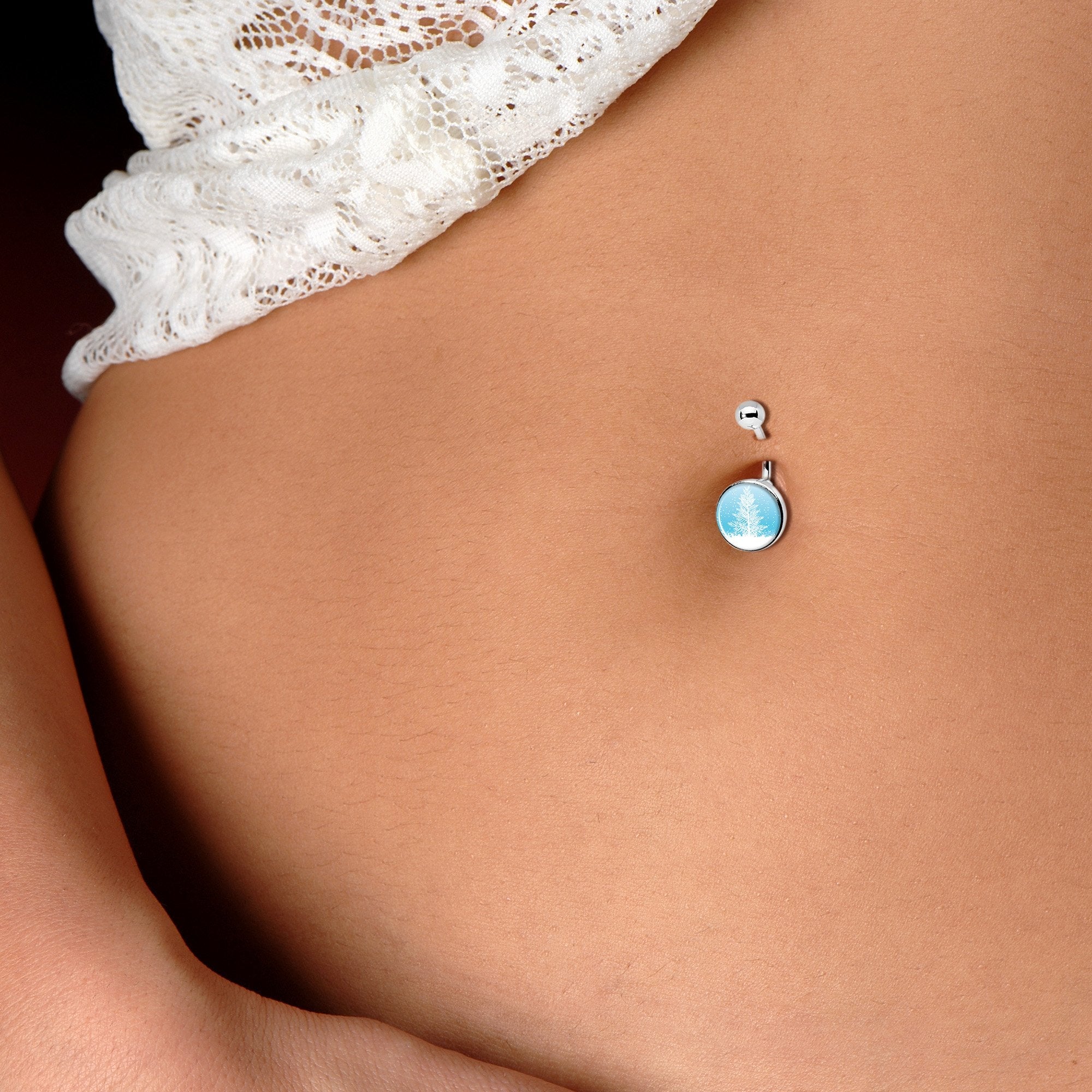 Winter Snow Covered Tree Belly Ring
