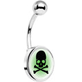 Green Black Skull Belly Ring