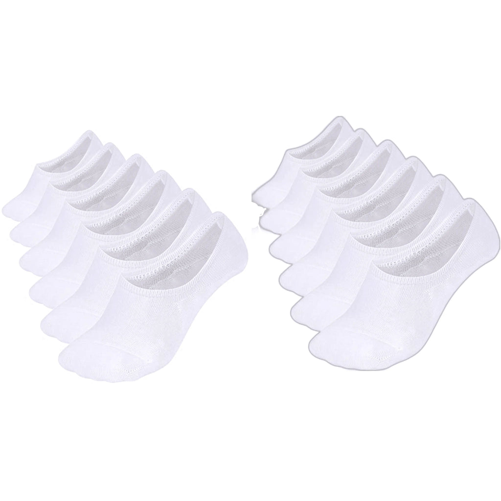 Comfort Rich Men's No Show Socks - Black, and White Cotton, Size 10-13