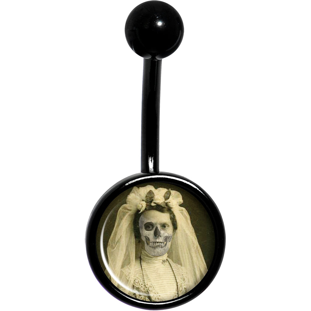 Skeleton Bride Halloween Black Belly Ring