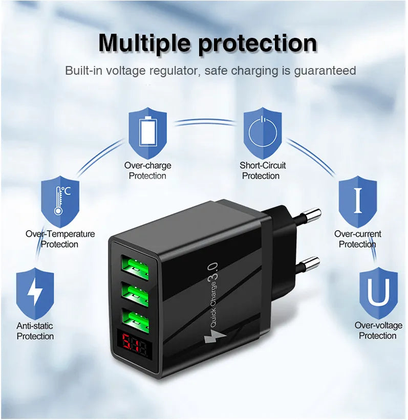 PBG 3 Port LED Voltage Wall Charger and 6 Port Car Charger White/White