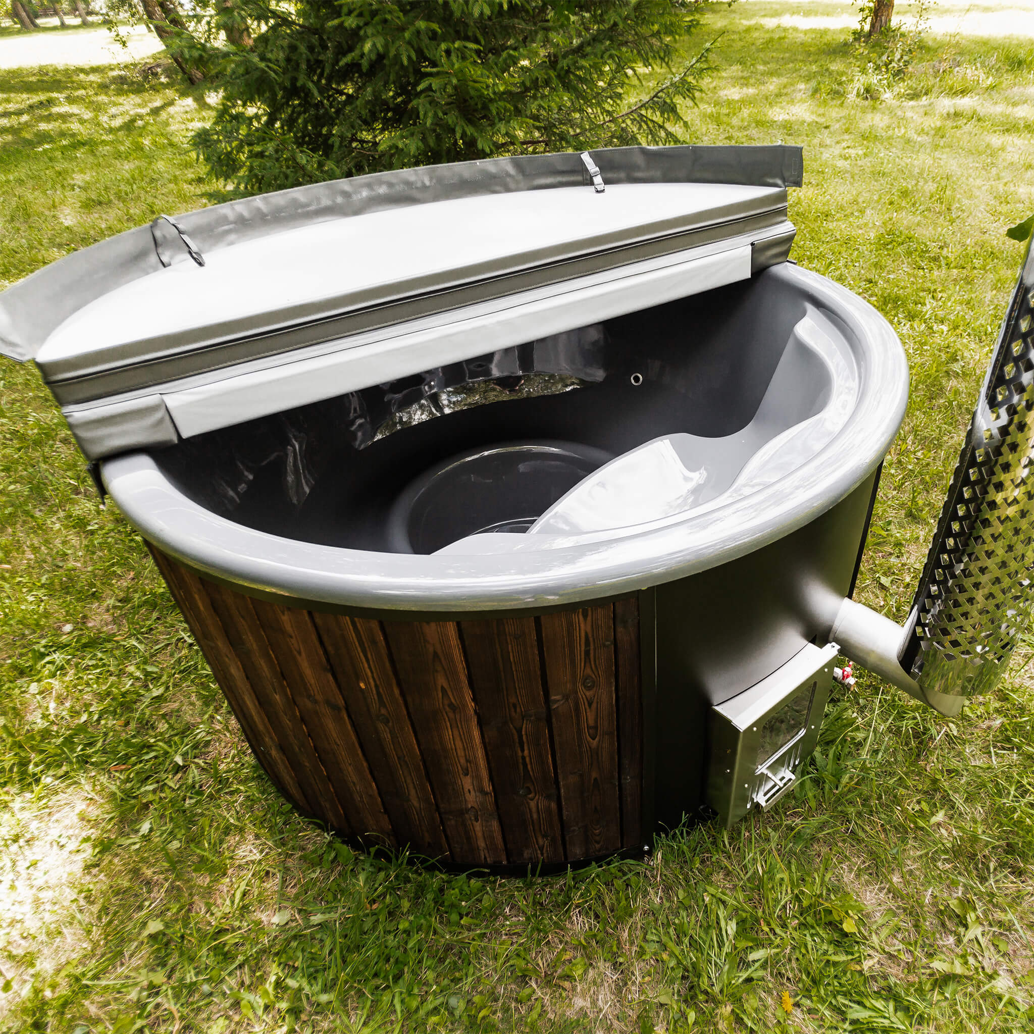 Premium 4-Person Fully-Assembled ThermoWood Wood-Fired Hot Tub (SAK14528)