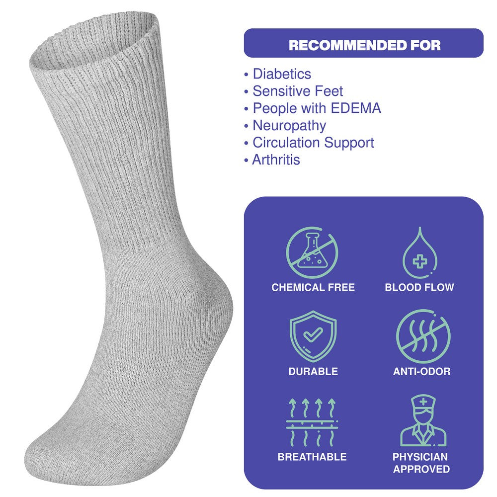 Lot 3 6 12 Pairs Men's Circulatory Diabetic Crew Socks Size 9-11 10-13 13-15
