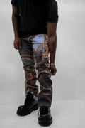 RM202SK - Graphic Printed Stacked Jeans