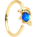 20G Blue Gem Gold Tone Anodized Dolphin Seamless Circular Ring